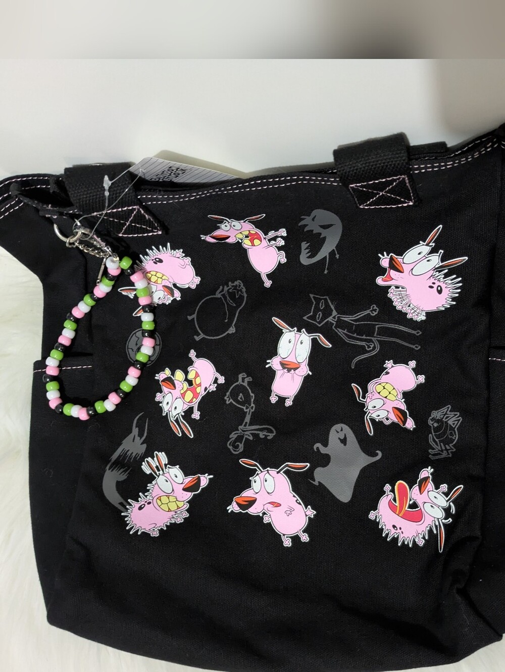 Courage The Cowardly Dog Grommet Tote Bag With Charm Cartoon Network New! - Picture 8 of 8